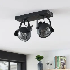 Projektør-loftspot Henega, sort med 2 lyskilder^Lindby Online