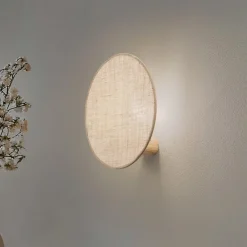 TK Lighting Væglamper>Pulse væglampe, jute-skærm, naturbrun, Ø 30 cm