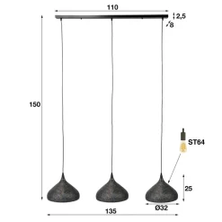 Punchray pendel med tre lys, tragtformet^Zijlstra Hot