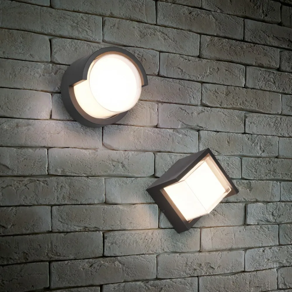 Puno udendørs LED-væglampe, IP54, rund^Reality Leuchten Hot