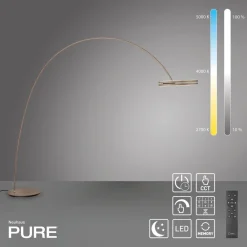 LED-gulvlampe Loop-Bow, bronzefarvet, rækkevidde 290 cm^PURE Outlet
