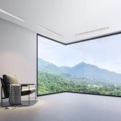 PURE LED-loftlampe Lines, 110 cm, sølv, CCT, fjernbetjening