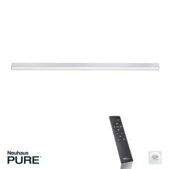 PURE LED-loftlampe Lines, 110 cm, sølv, CCT, fjernbetjening