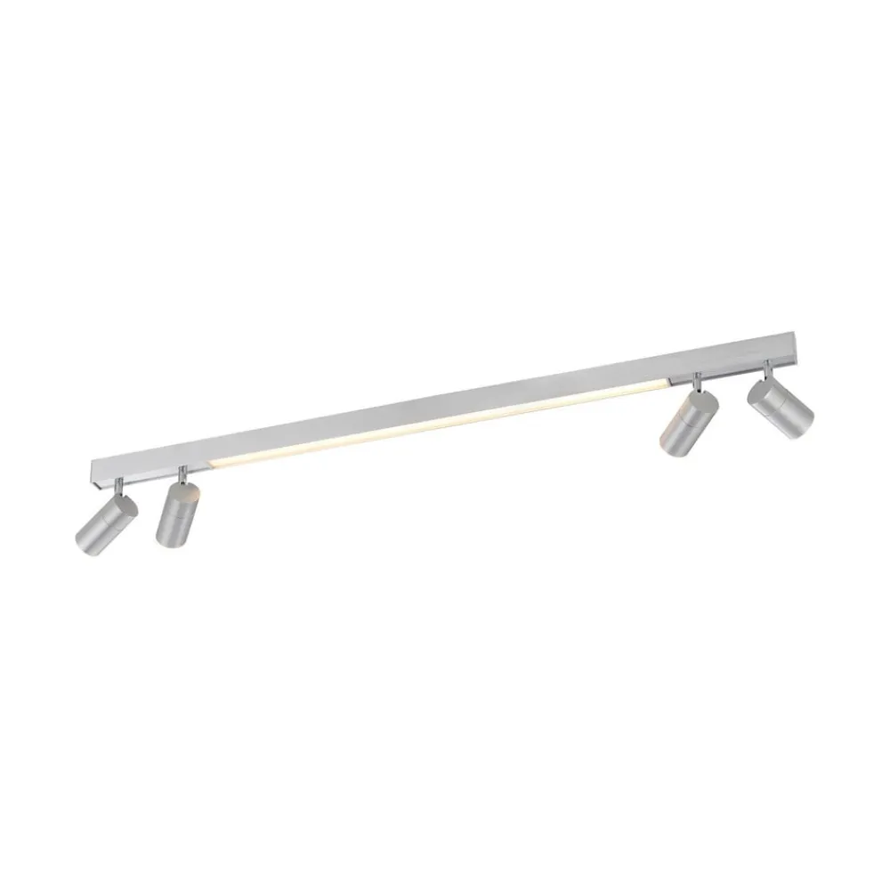 PURE LED-loftlampe Lines, 120 cm, sølv, fjernbetjening