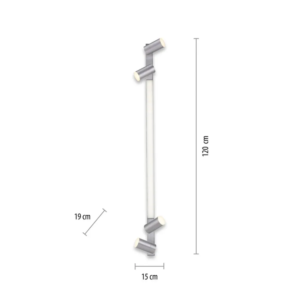PURE LED-loftlampe Lines, 120 cm, sølv, fjernbetjening
