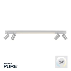 PURE LED-loftlampe Lines, 120 cm, sølv, fjernbetjening
