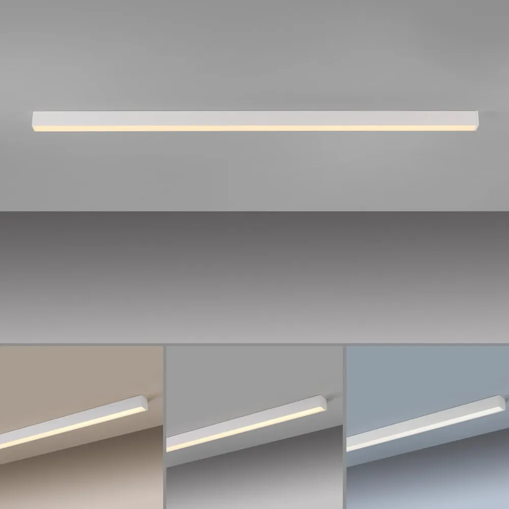 LED-loftlampe Lines, hvid, 110 cm, CCT, fjernbetjening^PURE Discount