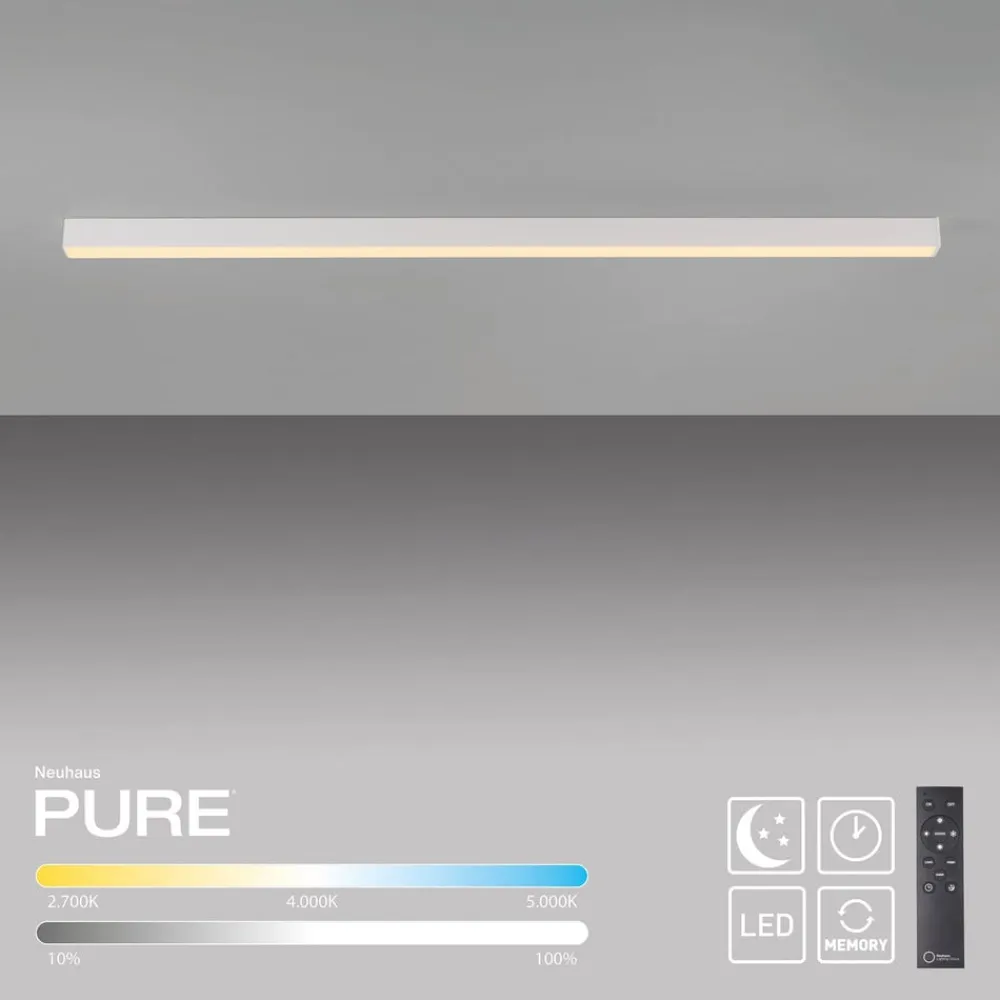 LED-loftlampe Lines, hvid, 110 cm, CCT, fjernbetjening^PURE Discount