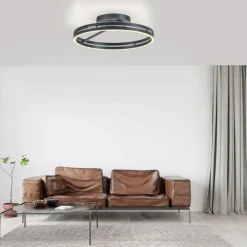 LED-loftlampe Loop, grå, metal, Ø 60 cm, CCT^PURE Clearance