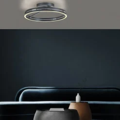 LED-loftlampe Loop, grå, metal, Ø 60 cm, CCT^PURE Clearance