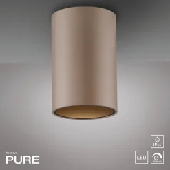 PURE LED-loftlampe til badeværelset Point, bronzefarvet, Ø 6 cm, IP44