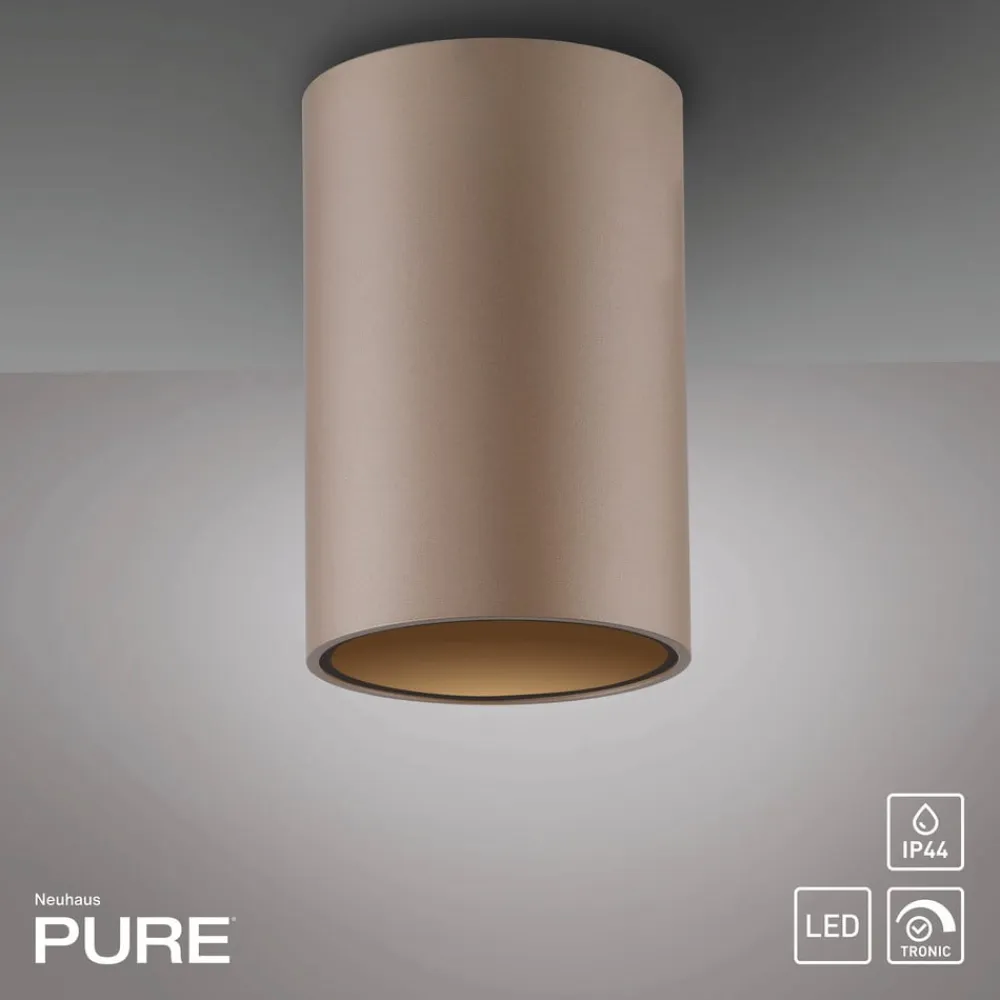 PURE LED-loftlampe til badeværelset Point, bronzefarvet, Ø 6 cm, IP44