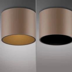 PURE LED-loftlampe til badeværelset Point, bronzefarvet, Ø 18 cm, IP44