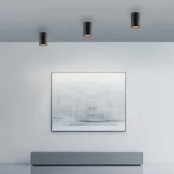 LED-loftlampe til badeværelset Point, sort Ø 6 cm, metal, IP44^PURE New