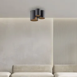 PURE Loftlamper>LED-loftlampe til badeværelset Point, sort, længde 18 cm, 3 lyskilder