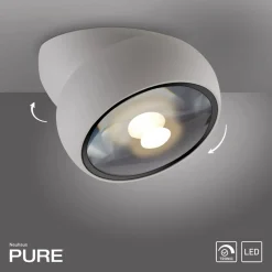 LED-loftspot Move, hvid, Ø 12 cm, metal/glas^PURE Discount