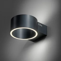 PURE LED-væglampe Clipse, grå, aluminium, Ø 15 cm