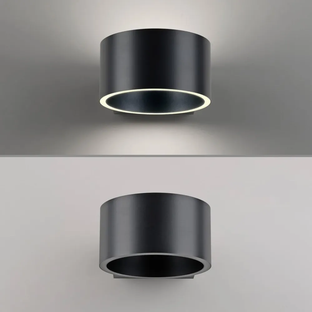 PURE LED-væglampe Clipse, grå, aluminium, Ø 15 cm