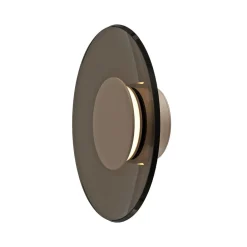 LED-væglampe Moon, bronze, Ø 32 cm, glas/aluminium^PURE Discount