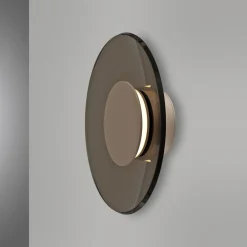 LED-væglampe Moon, bronze, Ø 32 cm, glas/aluminium^PURE Discount