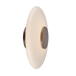 LED-væglampe Vitrum, brun/opalglas/aluminium Ø 22 cm^PURE Hot