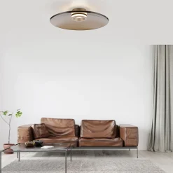 PURE loftlampe Moon, bronze, Ø 50 cm, glas/aluminium