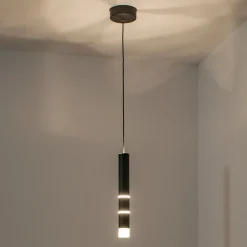 PURE Vega LED-hængelampe, 1 cylinder, sort