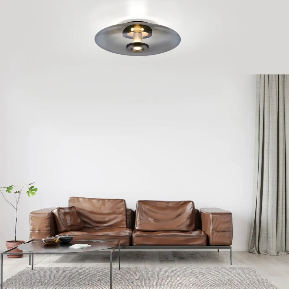 PURE Vitrum LED loftlampe, grå, glas/aluminium, Ø 45 cm