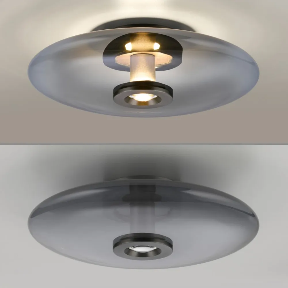 PURE Vitrum LED loftlampe, grå, glas/aluminium, Ø 45 cm