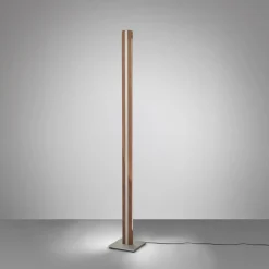 Quitani Elis LED-gulvlampe, valnød/nikkel