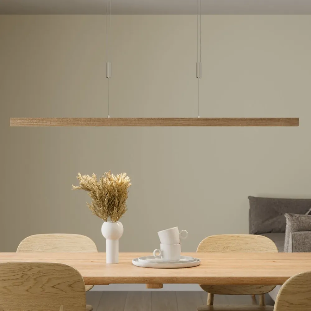 LED-pendel Nora, eg natur, længde 118 cm^Quitani Best