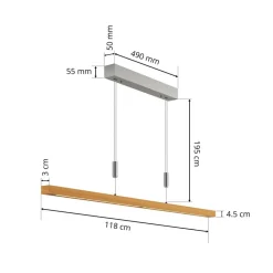 LED-pendel Nora, eg natur, længde 118 cm^Quitani Best
