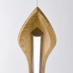 LED-pendellampe Hiba, eg natur, længde 148 cm^Quitani