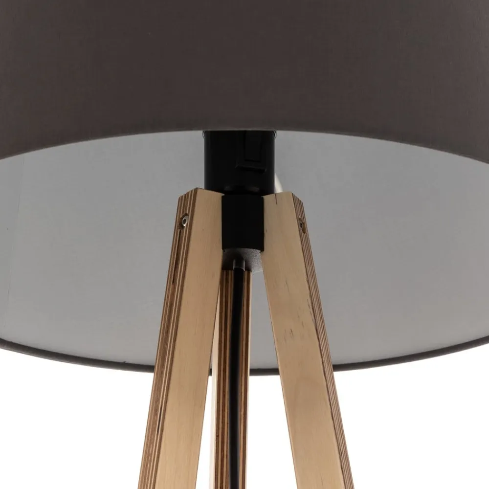 Quitani trebenet gulvlampe Jata, træ, chintz grafit