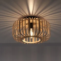 JUST LIGHT. GmbH Racoon loftlampe af træ, tykke stivere, Ø 42cm