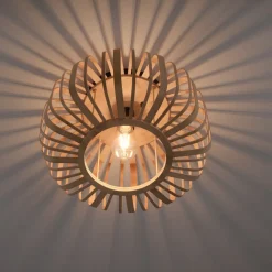 JUST LIGHT. GmbH Racoon loftlampe af træ, tykke stivere, Ø 42cm