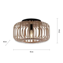 JUST LIGHT. GmbH Racoon loftlampe af træ, tykke stivere, Ø 42cm