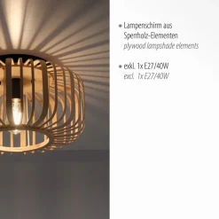 JUST LIGHT. GmbH Racoon loftlampe af træ, tykke stivere, Ø 42cm