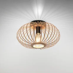 Racoon loftlampe af træ, tynde stivere, Ø 40cm^JUST LIGHT. GmbH Discount