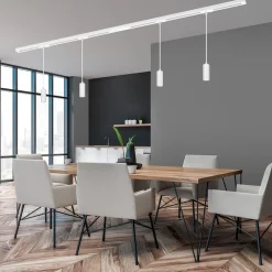 Briloner Skinnesystem>RAIL 230 V skinnesystem, hvid, 4 LED-pendler, længde 1,5 m