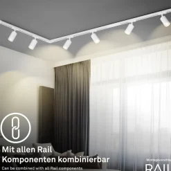 Briloner RAIL 230 V skinnesystem, hvid, 6 spots 2,25 m hjørnestik