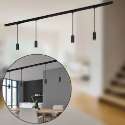 RAIL 230 V skinnesystem, sort, 4 LED-pendler, længde 1,5 m^Briloner Best