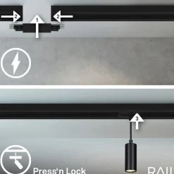 RAIL 230 V skinnesystem, sort, 4 LED-pendler, længde 1,5 m^Briloner Best