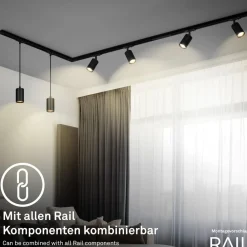 RAIL 230 V skinnesystem, sort, 4 LED-pendler, længde 1,5 m^Briloner Best