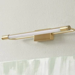 Fabas Luce Rapallo LED-væglampe, messing, IP44, 40 cm