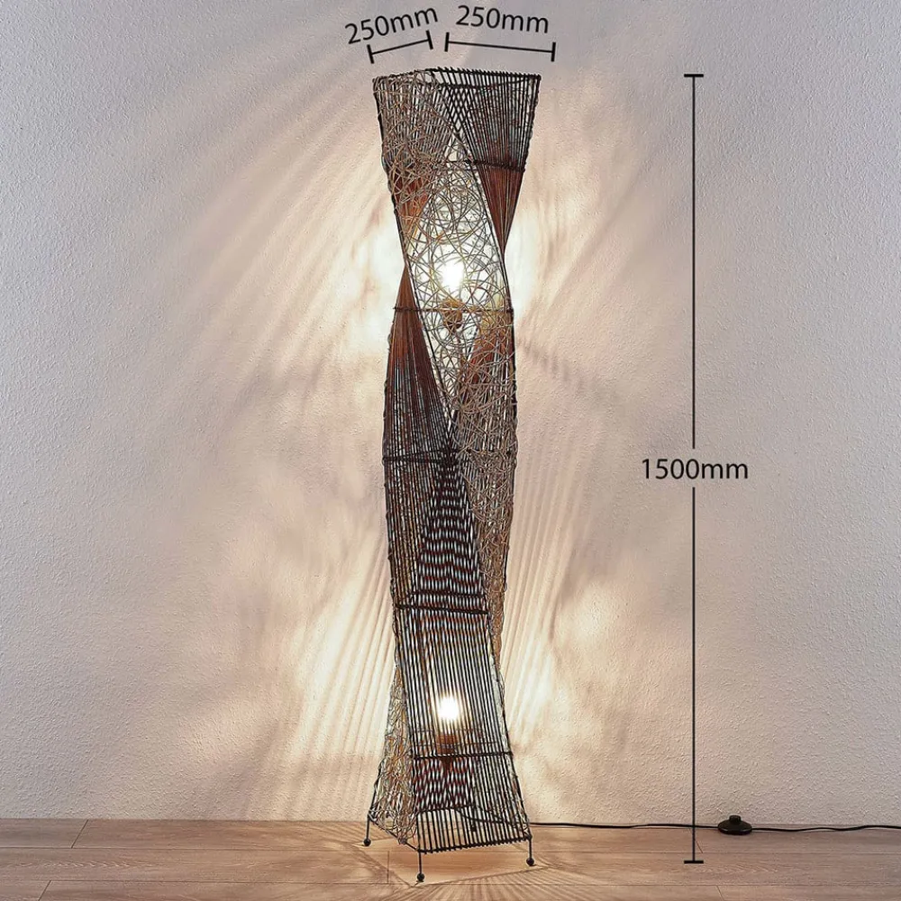 Lindby Gulvlamper|Gulvlamper>Rattan gulvlampe Kassia til hyggebelysning
