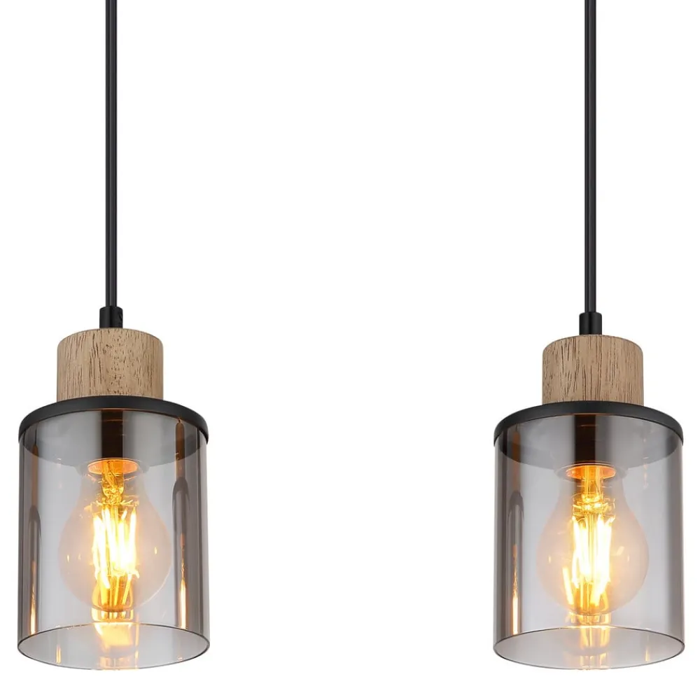 Globo Reid pendellampe, 4 lyskilder, sort/røg