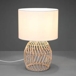 Reality Leuchten Bordlamper>Rike bordlampe, rattanstel og stofskærm