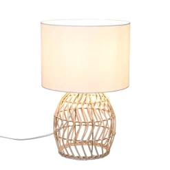 Reality Leuchten Bordlamper>Rike bordlampe, rattanstel og stofskærm