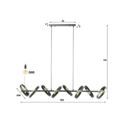 Zijlstra Ringelbach hængearmatur, 8 lyskilder, antracit, roterende ringe